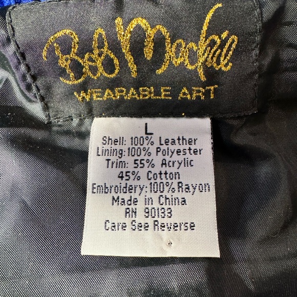 Bob Mackie Women Wearable Art Suede Black Blue Embroidered Zip Knit Jacket Sz L - Picture 9 of 14